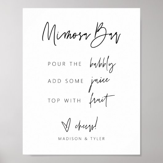 Mimosa Bar Bord Bruidsfeest Bruiloft Feest G400 Poster (Voorkant)