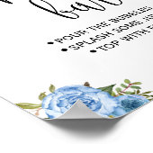 Mimosa Bar bord Bruiloft Bridal Shower Blauw Bloem Poster (Hoek)