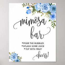 Mimosa Bar bord Bruiloft Bridal Shower Blauwe Bloe Poster