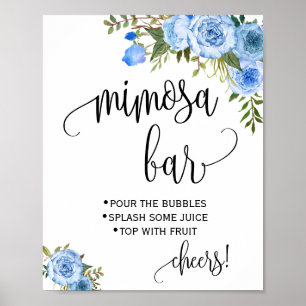 Mimosa Bar bord Bruiloft Bridal Shower Blauwe Bloe Poster