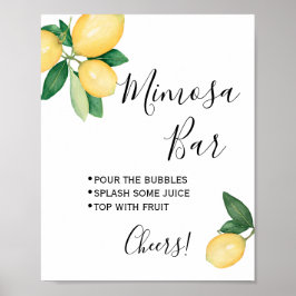 Mimosa Bar Bord Bruiloft Bruidsfeest Citroenen Poster
