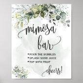 Mimosa bar bord bruiloft bruidsfeest eucalyptus poster (Voorkant)