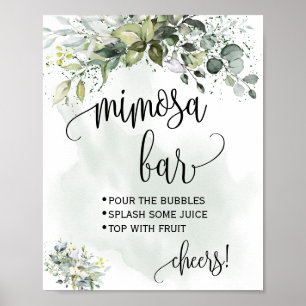 Mimosa bar bord bruiloft bruidsfeest eucalyptus poster