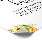 Mimosa bar bord bruiloft bruidsfeest zonnebloemen poster (Hoek)