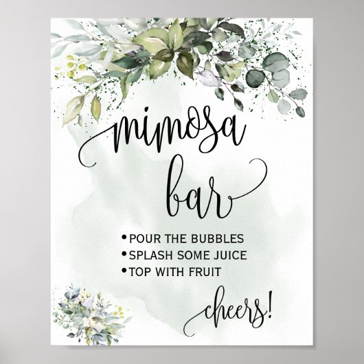Mimosa bar bord bruiloft eucalyptus poster (Voorkant)