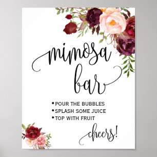 Mimosa bar bord bruiloft marsala poster