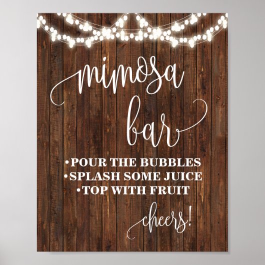 Mimosa Bar Bord Bruiloft Western Huwelijk Poster (Voorkant)
