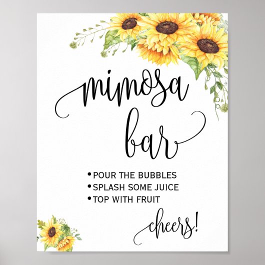 Mimosa bar bord bruiloft zonnehoemen poster (Voorkant)