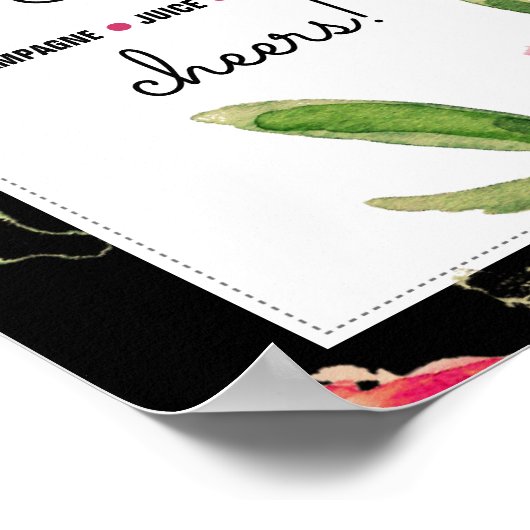 Mimosa Bar Bord | Fuchsia Bloemen Huwelijksprint Poster (Hoek)