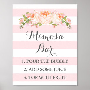 Mimosa Bar Bord Pink Bloemen Strepen Poster