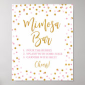 Mimosa Bar Bord Roze & Gouden Glitter Confetti Poster (Voorkant)