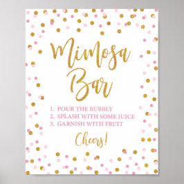 Mimosa Bar Bord Roze & Gouden Glitter Confetti Poster