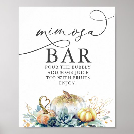 Mimosa Bar Bord Succulenten Pompoenen Bruidsmeisje Poster (Voorkant)