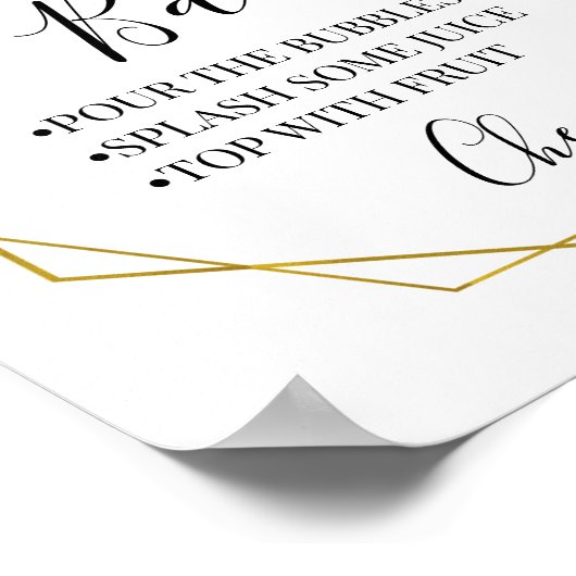 Mimosa bar brudal bruiloft doucht groen goud poster (Hoek)