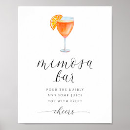 Mimosa Bar Bruidsfeest Bord Waterverf Poster