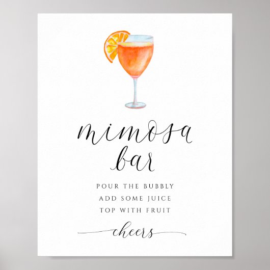 Mimosa Bar Bruidsfeest Bord Waterverf Poster (Voorkant)