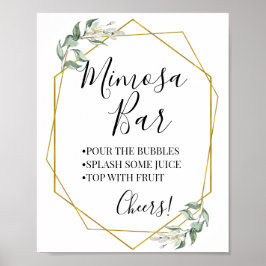 Mimosa bar bruiloft bruidsshowers groen goud poster
