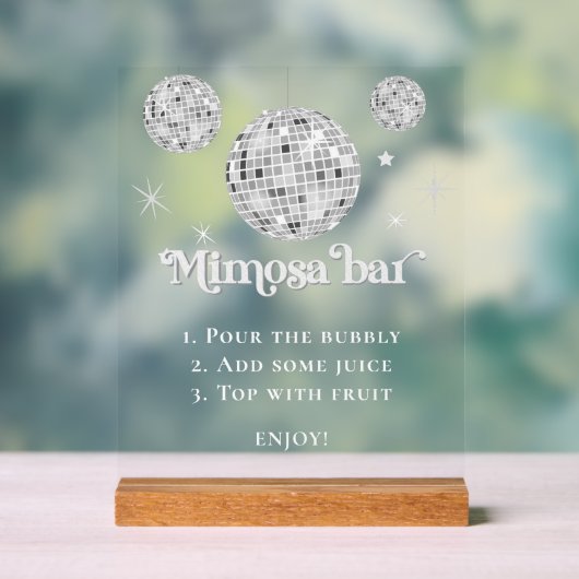 Mimosa Bar Bruisende Disco Bal Bruidsfeest Acryl Bord (Neutraal)