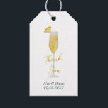 Mimosa Bar Brunch Cocktail Glass Wedding Favor Cadeaulabel<br><div class="desc">Dit mimosa cadeautje label bevat een waterverf schilderij van een mimosa glas. Pas aan met uw informatie en verander om het even welke formulering om uw gebeurtenis aan te passen.</div>
