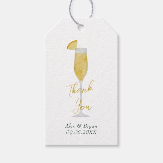 Mimosa Bar Brunch Cocktail Glass Wedding Favor Cadeaulabel (Voorkant)