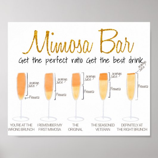 Mimosa Bar brunch Dranken Juice Mengen Bord Poster (Voorkant)