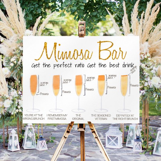 Mimosa Bar brunchen Drankjes Sap Mengen Bord Poster