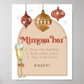 Mimosa Bar Bubble Retro Bauble Christmas Bridal Poster (Voorkant)