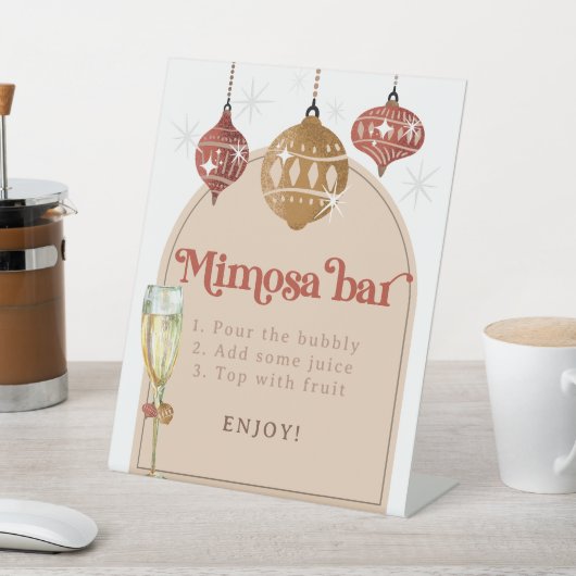 Mimosa Bar Bubble Retro Bauble Christmas Bridal Reclamebord Met Voetstuk (Insitu)