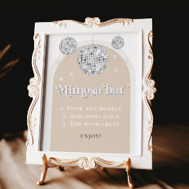 Mimosa Bar Bubbly Disco Ball Vrijgezellenfeest Poster