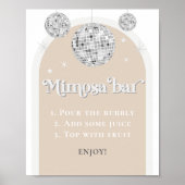 Mimosa Bar Bubbly Disco Ball Vrijgezellenfeest Poster (Voorkant)