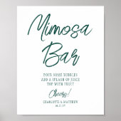 Mimosa Bar Cheers Modern Emerald Groen Schrift Poster (Voorkant)