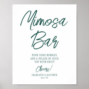 Mimosa Bar Cheers Modern Emerald Groen Schrift Poster