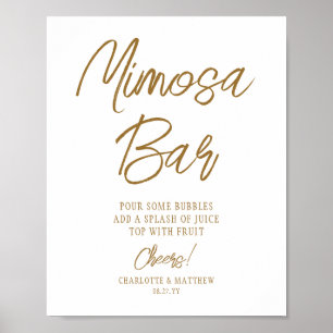 Mimosa Bar Cheers Modern Handgeschreven Gouden Scr Poster