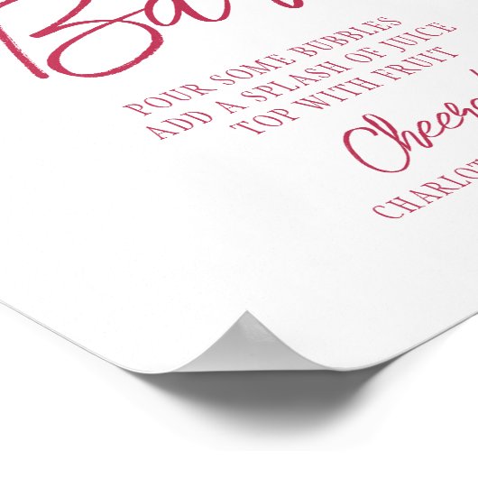 Mimosa Bar Cheers Modern Handgeschreven Viva Magen Poster (Hoek)