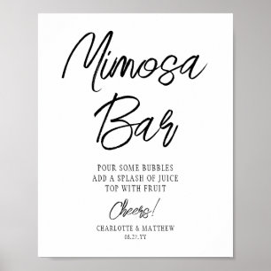 Mimosa Bar Cheers Modern handgeschreven zwart scri Poster