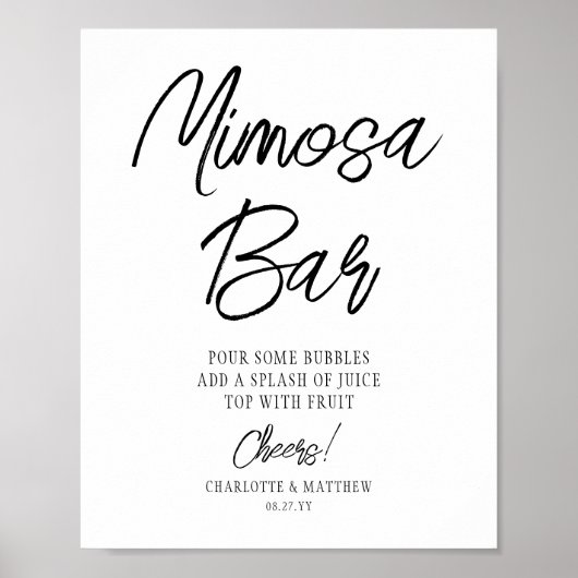 Mimosa Bar Cheers Modern handgeschreven zwart scri Poster (Voorkant)