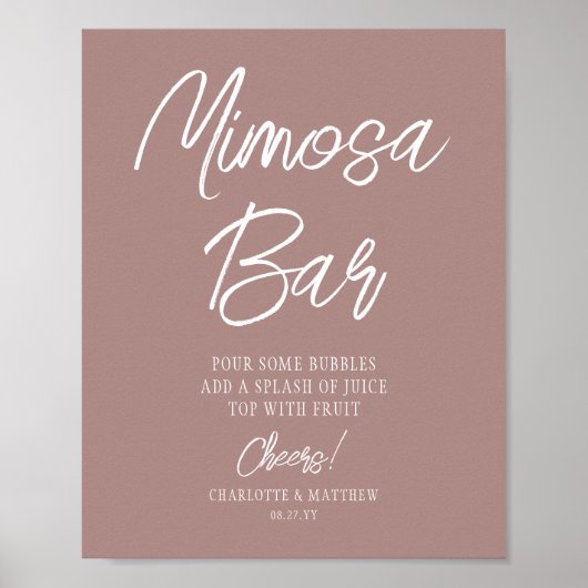 Mimosa Bar Cheers Modern Script Roze Goud Poster (Voorkant)