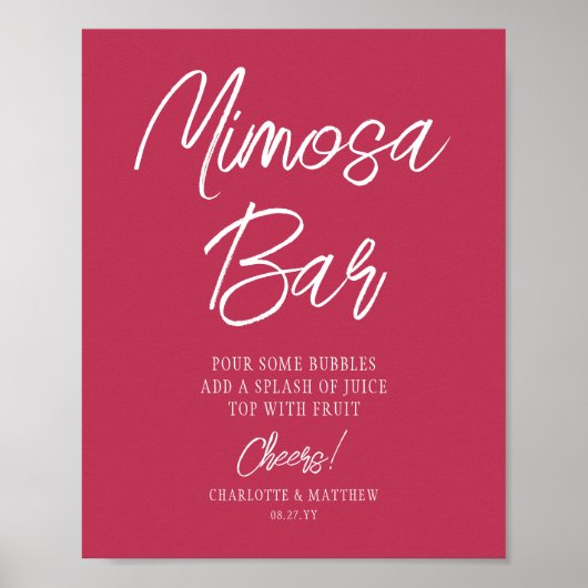 Mimosa Bar Cheers Modern Script Viva Magenta Poster (Voorkant)