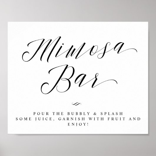 Mimosa Bar Chic Vrijgezellenfeest of Wedding Sign Poster (Voorkant)