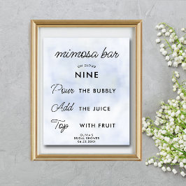 Mimosa Bar Cloud 9 Vrijgezellenfeest Pastel Blauw  Poster