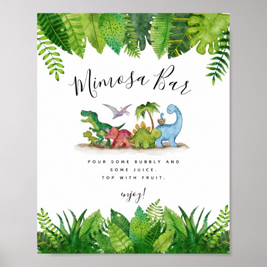 Mimosa Bar Dinosaur Baby shower Poster (Voorkant)