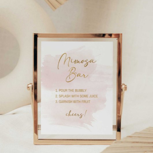 Mimosa Bar douchebord Waterverf Blush & Gold Poster