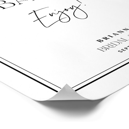 Mimosa Bar Elegante Zwarte & Witte Bruidsdouche Poster (Hoek)