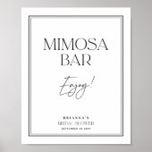 Mimosa Bar Elegante Zwarte & Witte Bruidsdouche Poster (Voorkant)