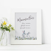 Mimosa Bar Floral Bunny Rabbit Party Poster