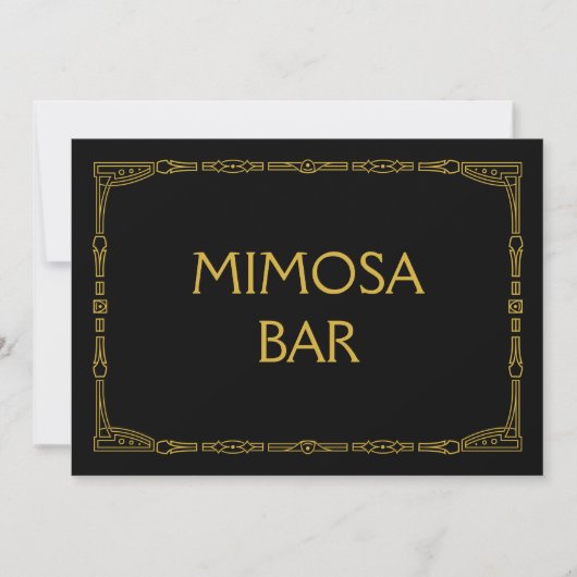 "Mimosa Bar" Gold Art Deco Style Weddenschap (Voorkant)