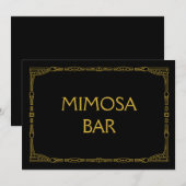 "Mimosa Bar" Gold Art Deco Style Weddenschap (Voorkant / Achterkant)