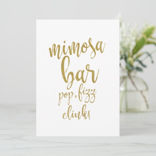 Mimosa Bar Gold Glitter Betaalbaar Weddenschap Kaart (Staand voorkant)