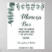 Mimosa Bar Groene Decoratie Eucalyptus Trouwbord (Voorkant)