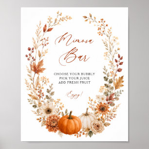 Mimosa Bar Herfst Bloemstuk Pompoen Bruidsbord Poster
